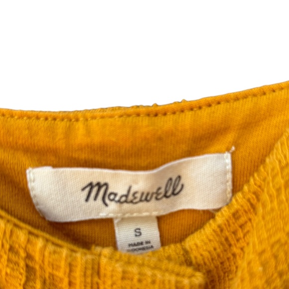 Madewell Women’s S Button Front Mustard Yellow Boho Textured Sleeveless Dress - Picture 10 of 10